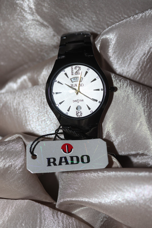 Rado Black Watch – Scratch-Resistant, Day & Date, Stylish Design