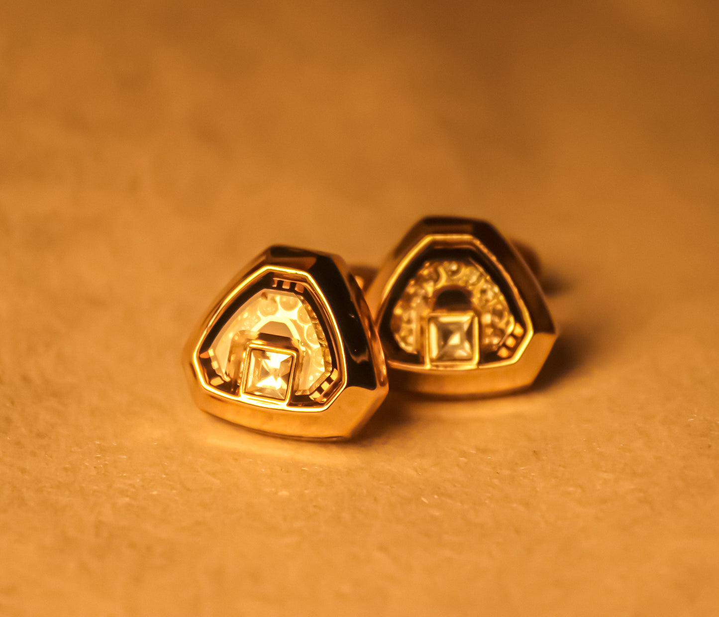 Golden Prestige Triangle Cufflinks